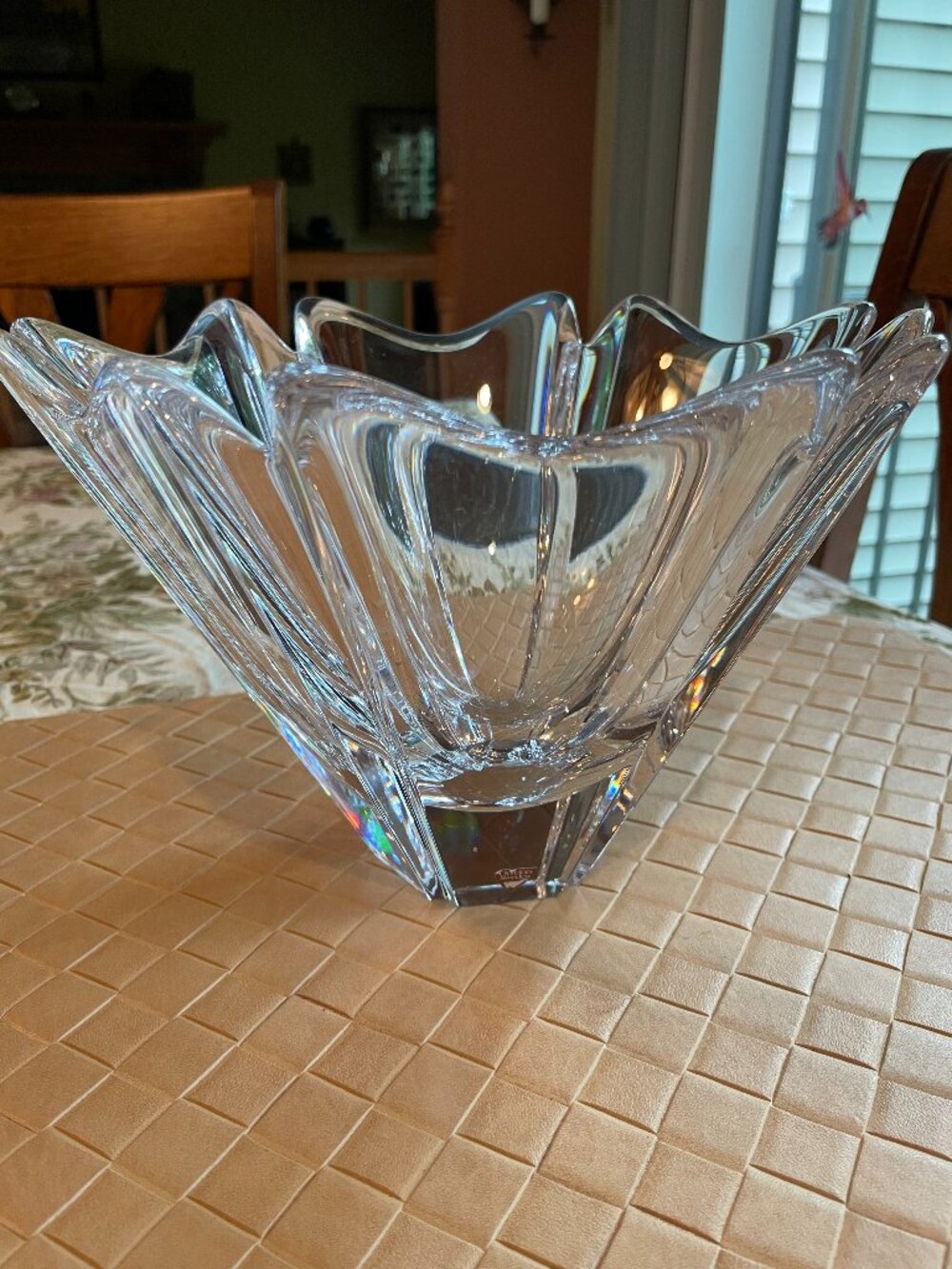 Orrefors Orion Large Sweden Crystal Bowl Flared with Scalloped Edges 8.6" x 10"